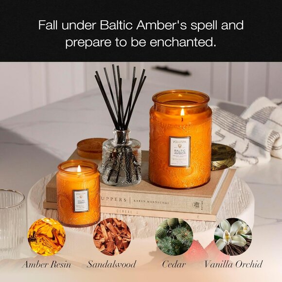 Baltic Amber, Large Candle Jar, 18 oz, 100 Hour Burn Time, Coconut Wax for Clean - Picture 2 of 5